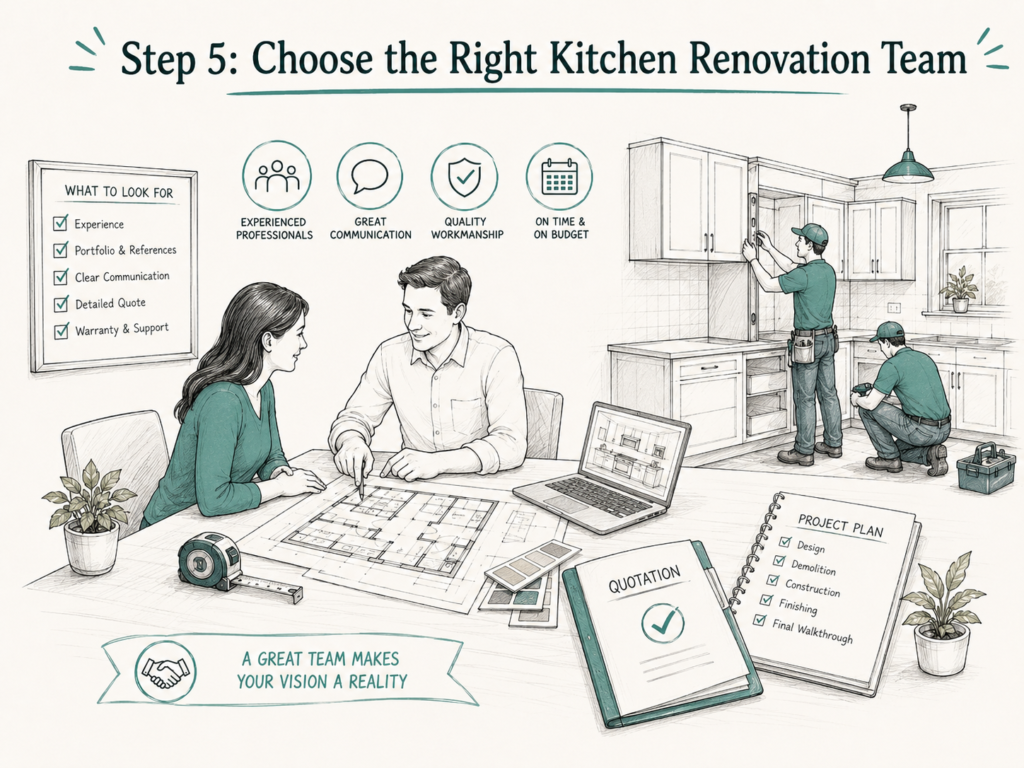 Kitchen renovation team planning design, quotation, installation and project coordination