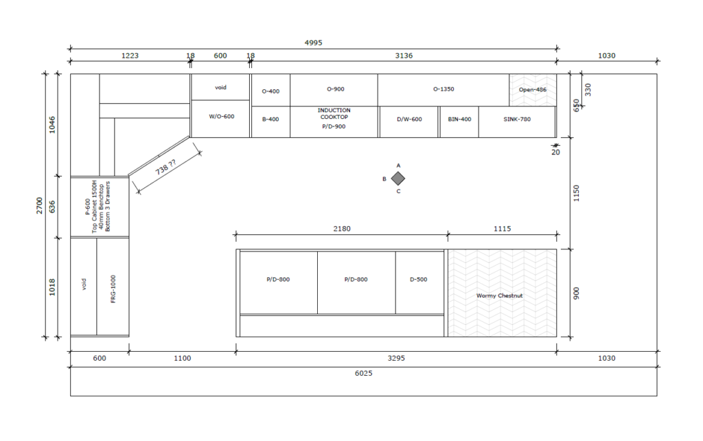 Kitchen renovation stages showing design concept